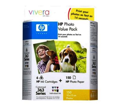 HP Photo Value Pack 363 Colour Ink Cartridge & A6 Paper HP Photo Value Pack 363 Colour Ink Cartridge & A6 Paper